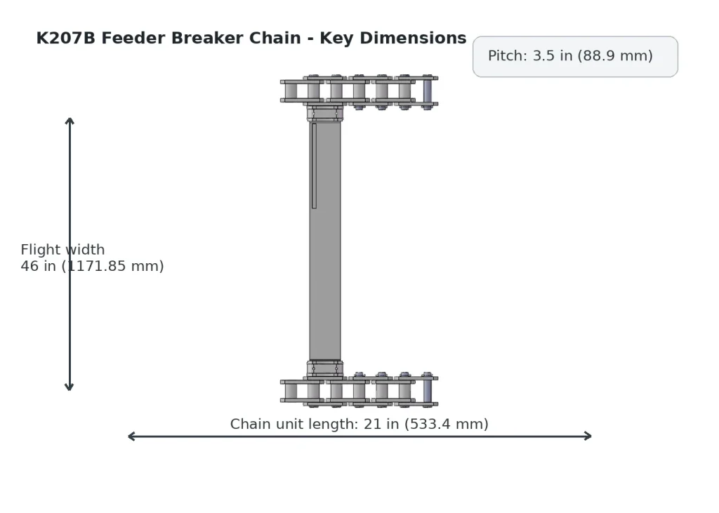 k207b feeder breaker chain dimensions